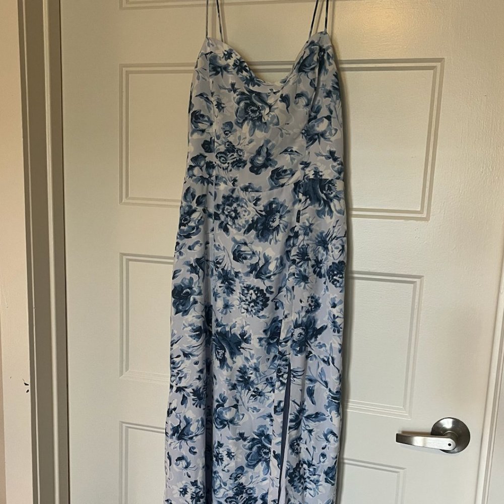 Abercrombie & Fitch Midi Dress, Blue Floral, Size S